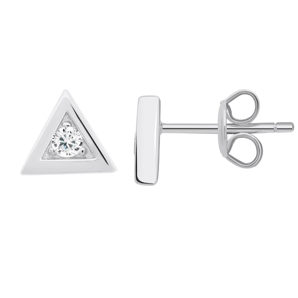 Crislu Triangle Frame Stud Earrings in Platinum
